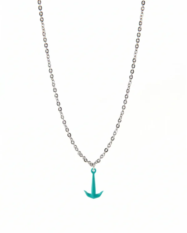Collar con colgante de ancla turquesa